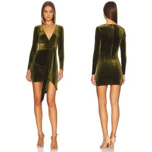 NWT Revolve Superdown Jaylin Ruched Mini Dress in Green